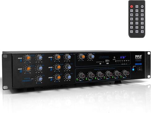 جهاز استقبال مضخم بلوتوث 6-القنوات Pyle ، نظام ستيريو صوتي منزلي 4200W مع التحكم متعدد المناطق ، MIC Talkover ، Radio FM ، تشغيل USB ، RCA/AUX & 2 MICS INPUT ، عرض LED ، (16.9 "× 11.5" × 3.4 ") in Kuwait