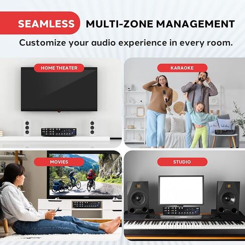 جهاز استقبال مضخم بلوتوث 6-القنوات Pyle ، نظام ستيريو صوتي منزلي 4200W مع التحكم متعدد المناطق ، MIC Talkover ، Radio FM ، تشغيل USB ، RCA/AUX & 2 MICS INPUT ، عرض LED ، (16.9 "× 11.5" × 3.4 ") in Kuwait