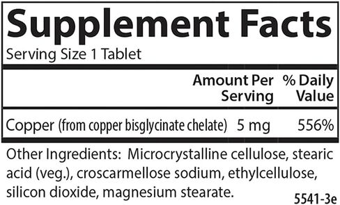 Carlson - Chelated Copper, 5 mg, Superior Absorption, Cardiovascular Health, Nerve Function & Immune Support, 100 Tablets in Saudi Arabia