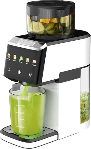 CFR606 Juicer Machines,Cold Press Juicer.Touch Sensing Function,Double Filter Screen,5.3"Wide Feed Chute,350W Slow Masticating Juicer for Whole Vegetables & Fruits,Easy to Clean(Pearl White) in Saudi Arabia