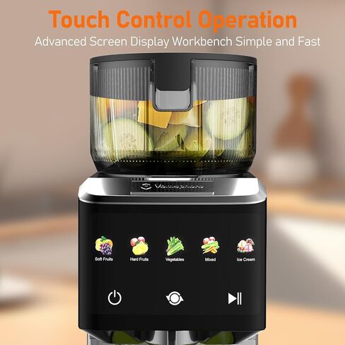 CFR606 Juicer Machines,Cold Press Juicer.Touch Sensing Function,Double Filter Screen,5.3"Wide Feed Chute,350W Slow Masticating Juicer for Whole Vegetables & Fruits,Easy to Clean(Pearl White) in Saudi Arabia