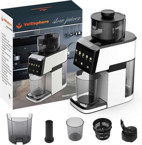CFR606 Juicer Machines,Cold Press Juicer.Touch Sensing Function,Double Filter Screen,5.3"Wide Feed Chute,350W Slow Masticating Juicer for Whole Vegetables & Fruits,Easy to Clean(Pearl White) in Saudi Arabia