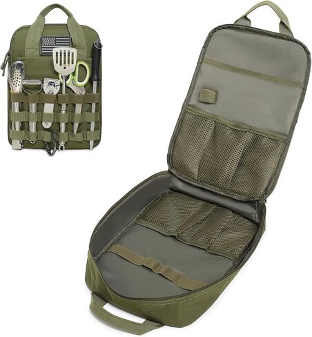 Tactical Camp Kitchen Organizer Camping Cooking Utensils Bag for BBQ, Picnic, Travel & Hiking (Bag Only) in Kuwait
