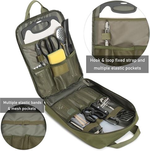 Tactical Camp Kitchen Organizer Camping Cooking Utensils Bag for BBQ, Picnic, Travel & Hiking (Bag Only) in Kuwait