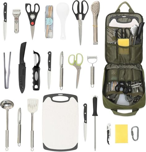 Tactical Camp Kitchen Organizer Camping Cooking Utensils Bag for BBQ, Picnic, Travel & Hiking (Bag Only) in Kuwait