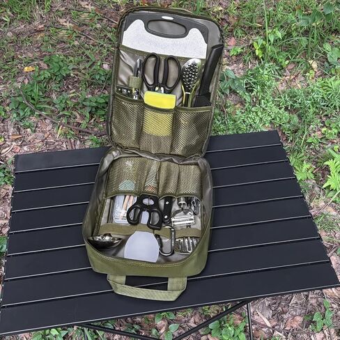 Tactical Camp Kitchen Organizer Camping Cooking Utensils Bag for BBQ, Picnic, Travel & Hiking (Bag Only) in Kuwait