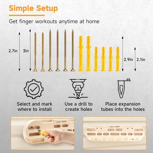 Portable 2/3/4 Finger Hangboard Rock Climbing with Nails and Sandpaper, Wooden Hang Board for Finger Grip Training and Hanging Practice for Climbers in Kuwait