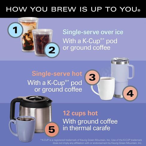 Hamilton Beach Flexbrew Advanced 5-in-1 الحرارية القابلة للبرمجة 12 كوب بالتنقيط وخدمة القهوة الساخنة والمثلجة ، 60 أوقية متحركة. خزان المياه ، استخدم عبوات وأسباب ، تخمير سريع ، أسود (49929) in Kuwait