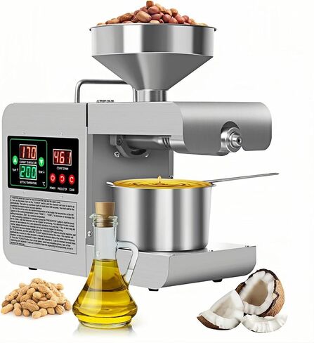 850W Automatic Oil Press Machine, Hot & Cold Press Oil Machine for Home Commercial, 110V 104~572°F Electric Oil Extractor for Walnut Olive Kernel Peanut Sesame Coconut Soybean Sunflower Seeds in Saudi Arabia