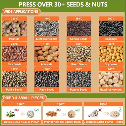 850W Automatic Oil Press Machine, Hot & Cold Press Oil Machine for Home Commercial, 110V 104~572°F Electric Oil Extractor for Walnut Olive Kernel Peanut Sesame Coconut Soybean Sunflower Seeds in Saudi Arabia
