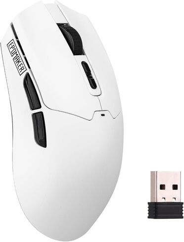 Epomaker Click Lite Wireless Gaming Mouse ، من 800 إلى 12000 نقطة في البوصة قابلة للتعديل ، مستشعر PAW3311 ، 500 مللي أمبير ، 59G ، 2.4G/BT/USB-C الماوس القابل لإعادة الشحن مع 5 أزرار قابلة للبرمجة للكمبيوتر الشخصي/MAC/Linux (أبيض) in Kuwait