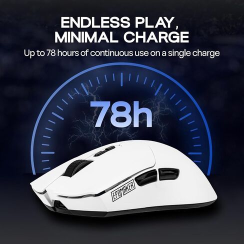 Epomaker Click Lite Wireless Gaming Mouse ، من 800 إلى 12000 نقطة في البوصة قابلة للتعديل ، مستشعر PAW3311 ، 500 مللي أمبير ، 59G ، 2.4G/BT/USB-C الماوس القابل لإعادة الشحن مع 5 أزرار قابلة للبرمجة للكمبيوتر الشخصي/MAC/Linux (أبيض) in Kuwait
