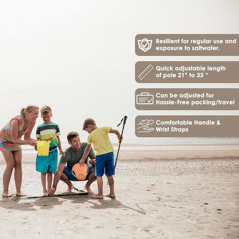 VOS Adjustable 2 Pcs Sand Sifter with Extendable Handle (21"–33")| Lightweight Beach Shovel for Collecting Seashells, Sea Glass, Shark Teeth |Back Saver, Durable, Easy to Use in Kuwait