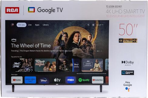RCA 50-Inch UHD Smart Google TV, Frameless LED Display with HDR10, Wi-Fi and Bluetooth, Google Assistant Built-in, Compatible with Alexa in Saudi Arabia