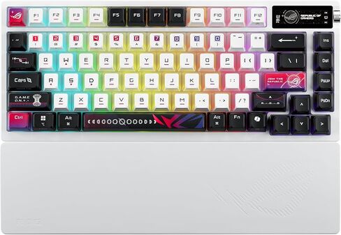 ASUS ROG Azoth X Wireless Mechanical Gaming Keyboard – 75% TKL, Tri-Mode Connectivity, Hot Swappable Pre-lubed ROG NX V2 Snow Linear Switches, South-Facing PCB, PBT Keycaps, PC/Mac Support - White in Saudi Arabia