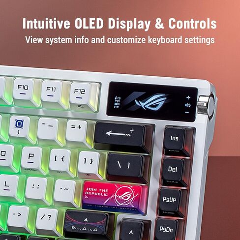ASUS ROG Azoth X Wireless Mechanical Gaming Keyboard – 75% TKL, Tri-Mode Connectivity, Hot Swappable Pre-lubed ROG NX V2 Snow Linear Switches, South-Facing PCB, PBT Keycaps, PC/Mac Support - White in Saudi Arabia