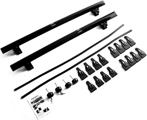 2pcs قضبان رف سقف الألومنيوم مع قفل سرقة للسطح متوافق مع أسطح نقاط ثابتة تناسب تشيفي سيلفرادو 2019-2025 (أسود) in Kuwait