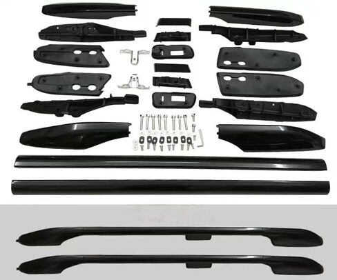 2pcs ألومنيوم سقف سقف رف رف قضبان Cargo Cargo الحاملة الأمتعة تناسب Toyota Land Cruiser Prado 120 FJ120 LC120 2003-2009 (Silver) in Kuwait