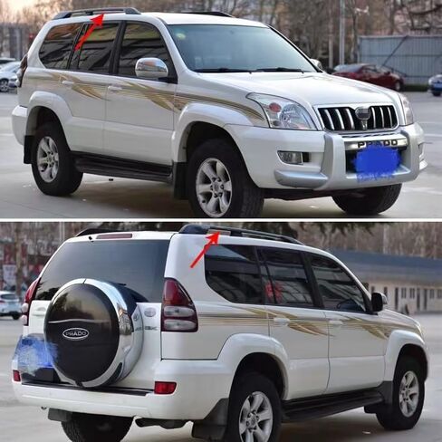 2pcs ألومنيوم سقف سقف رف رف قضبان Cargo Cargo الحاملة الأمتعة تناسب Toyota Land Cruiser Prado 120 FJ120 LC120 2003-2009 (Silver) in Kuwait