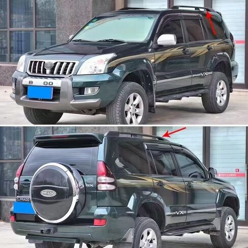 2pcs ألومنيوم سقف سقف رف رف قضبان Cargo Cargo الحاملة الأمتعة تناسب Toyota Land Cruiser Prado 120 FJ120 LC120 2003-2009 (Silver) in Kuwait