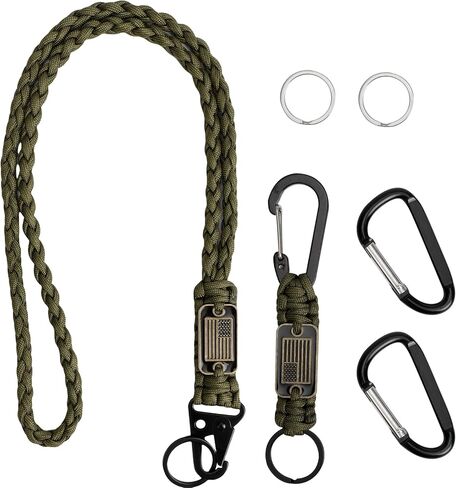 2 PCS Paracord Lanyard Keychain ، 1* Long و 1* قصيرة من سلسلة مفاتيح المفاتيح المضفرة للخدمة الشديدة للأنشطة في الهواء الطلق in Kuwait