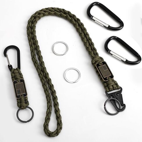 2 PCS Paracord Lanyard Keychain ، 1* Long و 1* قصيرة من سلسلة مفاتيح المفاتيح المضفرة للخدمة الشديدة للأنشطة في الهواء الطلق in Kuwait