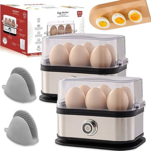 Smart Egg Cooker with Auto Shut, Effortless Egg Cooking with The Ultimate Stainless Steel Egg Cooker, Electric Rapid Boiler for 6 Eggs, with A Silicone Insulation Clip (1PC) in Saudi Arabia