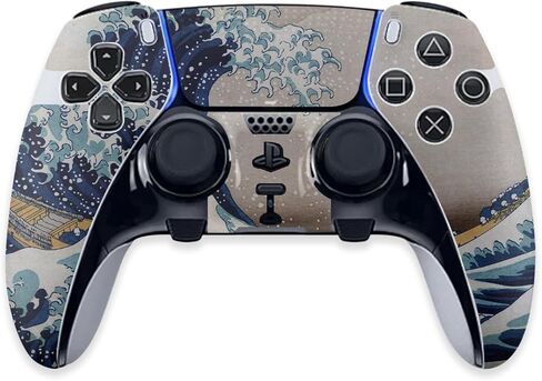 Mayyskins الجلد متوافق مع PS5 Dualsense Edge Controller - موجة كبيرة من Kanagawa | غلاف الالتفاف الواقي ، الدائم ، والفريد من نوعه | سهل التقديم | صنع في الولايات المتحدة in Saudi Arabia