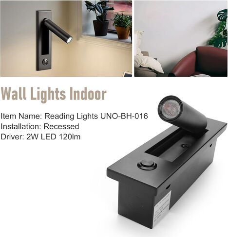 Reading Lights,Headboard Wall Light Reading Light Recessed Push Switch Wall Lamps for Living Room, Bedroom Black in Saudi Arabia