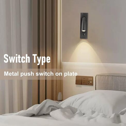 Reading Lights,Headboard Wall Light Reading Light Recessed Push Switch Wall Lamps for Living Room, Bedroom Black in Saudi Arabia