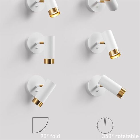 مصباح جدار LED للقراءة ، بجانب السرير 5W- 3000K ضوء دافئ الجدار مثبتة على الجدار ضوء ، 350 درجة الأضواء الأمامية القابلة للتدوير ، غرفة نوم لاعبا اساسيا in Saudi Arabia