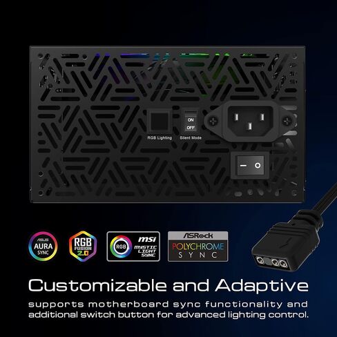 Gamdias RGB Gaming PC Power Supply 750W 80 Plus Bronze Certified 750 Watt PSU لأجهزة الكمبيوتر مع PFC النشط ، Kratos M1-750B in Kuwait