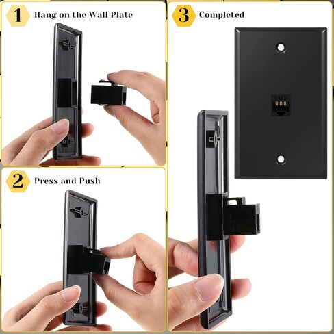 Weewooday 4 Pack Ethernet Wall Plate with Single Port, RJ45 Cat6 Female to Female Jack Inline Coupler Plates Ethernet Cable Faceplates (Black,4 Pack) in Saudi Arabia
