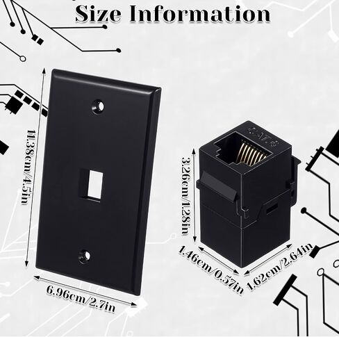 Weewooday 4 Pack Ethernet Wall Plate with Single Port, RJ45 Cat6 Female to Female Jack Inline Coupler Plates Ethernet Cable Faceplates (Black,4 Pack) in Saudi Arabia