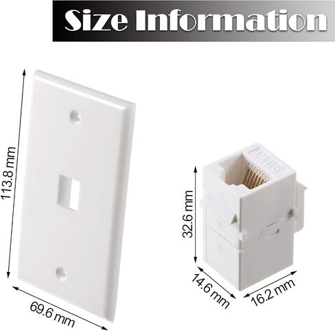 Weewooday Ethernet Wall Plate with Single Port Rj45 Cat6 Female to Female Wall Jack Inline Coupler Plates Ethernet Cable Faceplates(Black,4 Pack) in Saudi Arabia