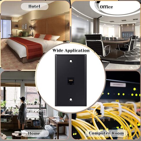 Weewooday 4 Pack Ethernet Wall Plate with Single Port, RJ45 Cat6 Female to Female Jack Inline Coupler Plates Ethernet Cable Faceplates (Black,4 Pack) in Saudi Arabia