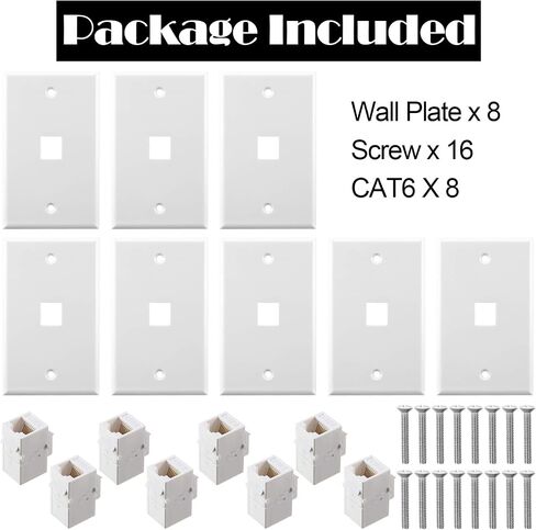 Weewooday Ethernet Wall Plate with Single Port Rj45 Cat6 Female to Female Wall Jack Inline Coupler Plates Ethernet Cable Faceplates(Black,4 Pack) in Saudi Arabia