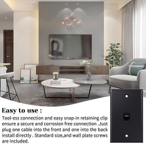 Weewooday 4 Pack Ethernet Wall Plate with Single Port, RJ45 Cat6 Female to Female Jack Inline Coupler Plates Ethernet Cable Faceplates (Black,4 Pack) in Saudi Arabia