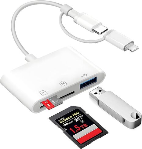 PIYILO SD Card Reader for iPhone iPad Camera, USB C Memory Card Reader, Digital Camera Adapter iPhone, Supports SD and TF Card, No App Driver Required in Saudi Arabia