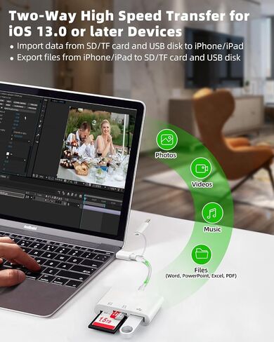 PIYILO SD Card Reader for iPhone iPad Camera, USB C Memory Card Reader, Digital Camera Adapter iPhone, Supports SD and TF Card, No App Driver Required in Saudi Arabia