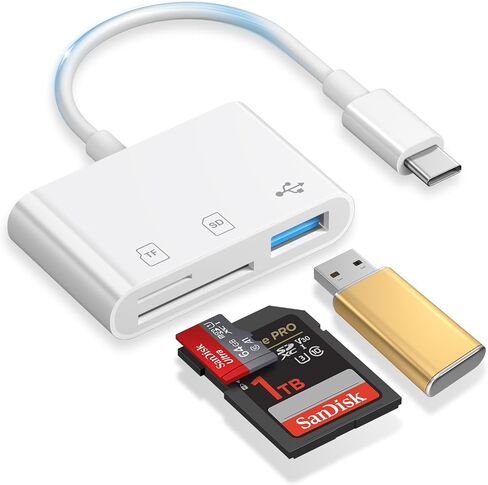 قارئ بطاقة SD لـ iPhone ، 3-in-1 Lightning to SD Card Reader Micro SD Digital Camera Adapter متوافق مع iPhone 14 13 12 11 ، Plug & Play in Kuwait