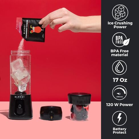 BLENDi Pro+ Portable Blender (17.5oz, Black) – Upgraded Ice Crushing 120W Motor, USB-C Rechargeable, Cordless Personal Blender Smoothies & Shakes – BPA-Free, ravel-Friendly (NEW) in Saudi Arabia