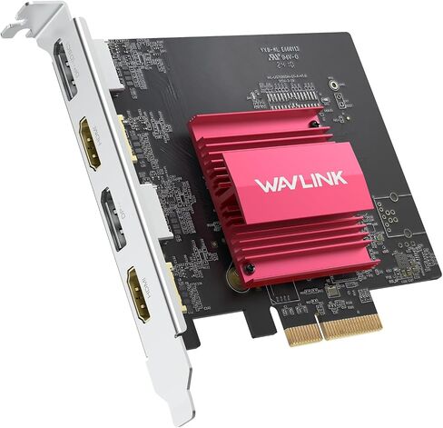 WAVLINK 4K PCIE 4 HDMI Monitors Card, PCIE to HDMI Adapter Supports Extend 4 Monitors Output for Windows 11/10 & Ubuntu with DisplayLink DL7400(Non-Gaming GPU) in Saudi Arabia