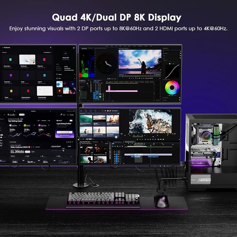 WAVLINK 4K PCIE 4 HDMI Monitors Card, PCIE to HDMI Adapter Supports Extend 4 Monitors Output for Windows 11/10 & Ubuntu with DisplayLink DL7400(Non-Gaming GPU) in Saudi Arabia