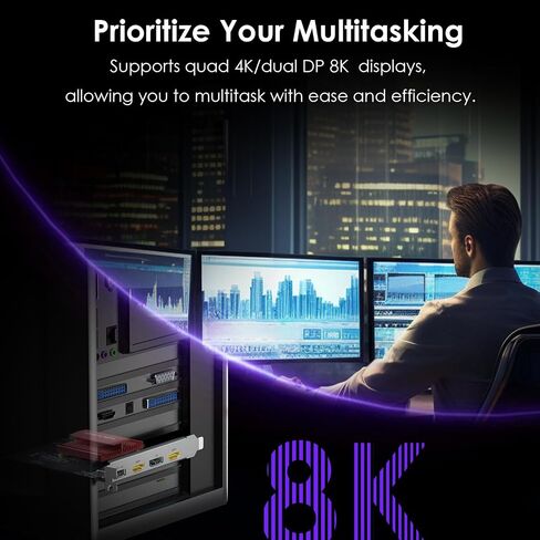 WAVLINK 4K PCIE 4 HDMI Monitors Card, PCIE to HDMI Adapter Supports Extend 4 Monitors Output for Windows 11/10 & Ubuntu with DisplayLink DL7400(Non-Gaming GPU) in Saudi Arabia