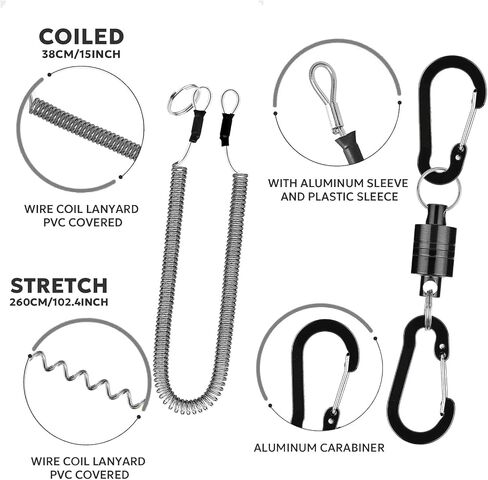 Magnetic Net Release Fly Fishing Net Retractor Magnetic Keychain, for Fly Fishing with Retractable Coiled Lanyard Carabiner in Saudi Arabia