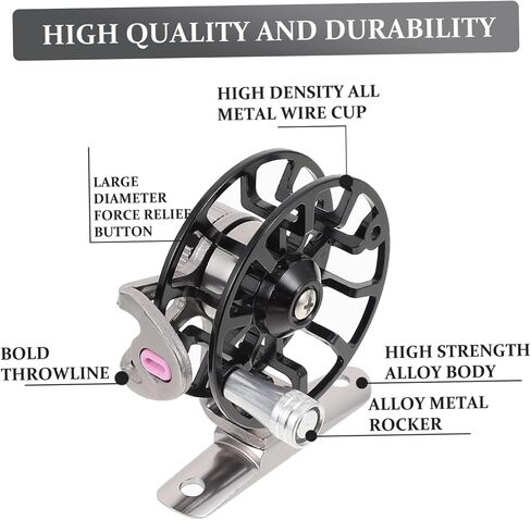 Generic All Metal Ice Fishing Reel with Slip Handle Portable Lightweight Sea Rod Accessory for Enhanced Comfort and Durability Professional Creative Fishing Wheel for Freshwater and in Saudi Arabia