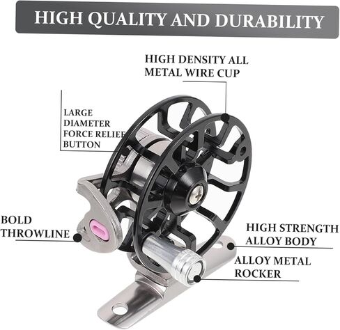 Mipcase Professional Full Metal Ice Fishing Reel Black Portable Sea Rod Wheel Accessory with Ergonomic Handle for Lure and Sea Fishing Poles in Saudi Arabia
