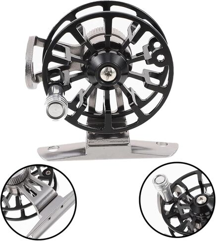 Mipcase Professional Full Metal Ice Fishing Reel Black Portable Sea Rod Wheel Accessory with Ergonomic Handle for Lure and Sea Fishing Poles in Saudi Arabia