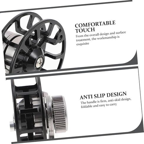 Mipcase Professional Full Metal Ice Fishing Reel Black Portable Sea Rod Wheel Accessory with Ergonomic Handle for Lure and Sea Fishing Poles in Saudi Arabia